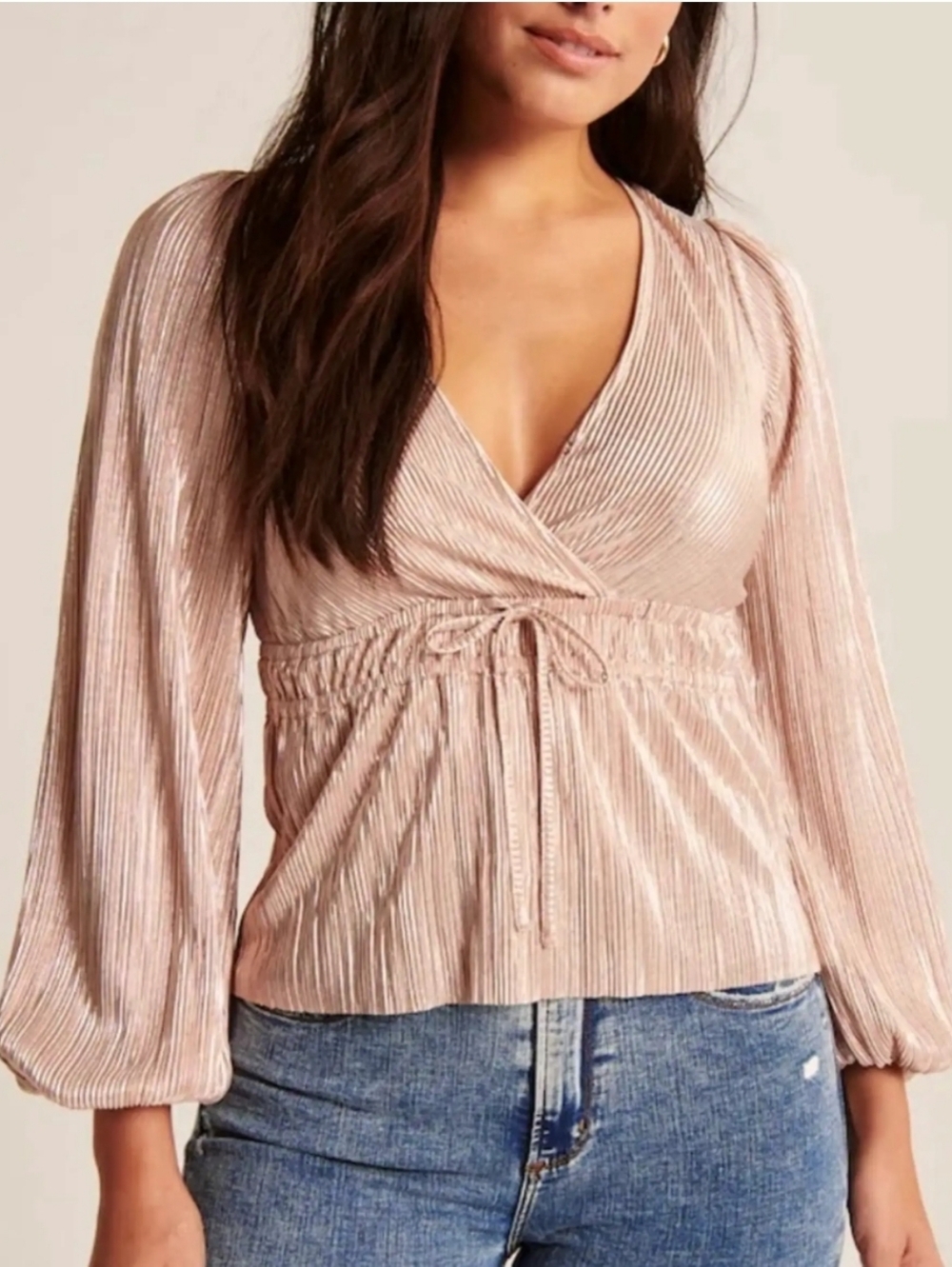Abercrombie And Fitch NWT Rose Gold Pleated Blouse Size XL